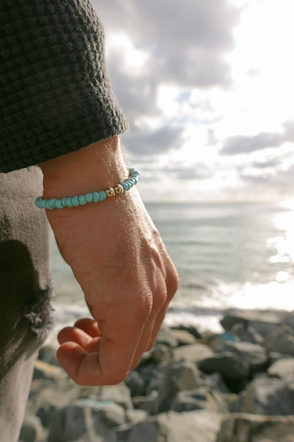 Lava Agate Spiritual Bay Bracelet Recycled Glass Fused Glass